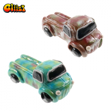 6 IN GLIIZY CAR DESIGN CLAY GLASS HAND PIPE