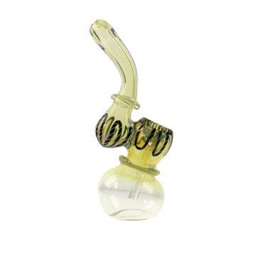 6 IN SWIRL DESIGN GOLD FUME GLASS BUBBLER PIPE