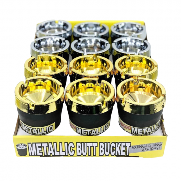 BUTT BUCKET METALLIC CAR ASHTRAY 12CT/DISPLAY