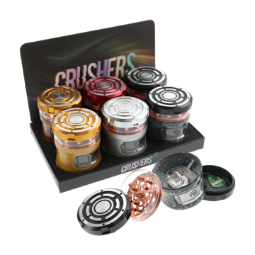 CRUSHERS 4-PIECE 65MM METALIC HERB GRINDER 6CT/ASSORTED DISPLAY