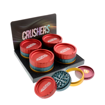 CRUSHERS 4-PIECE 90MM METALIC HERB GRINDER 4CT/ASSORTED DISPLAY