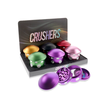 CRUSHERS 4-PIECE 55MM  MUSHROOM METAL HERB GRINDER 6CT/ASSORTED DISPLAY