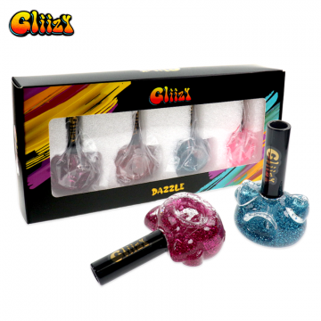 3.2 IN GLIIZY NAIL POLISH DESIGN GLYCERIN GLASS HAND PIPE 4CT/DISPLAY