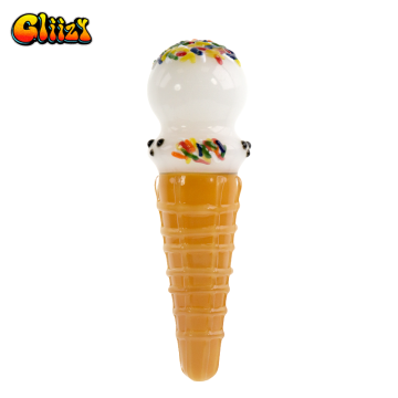 6 IN GLIIZY ICE CREAM CONE SHAPE GLASS HAND PIPE