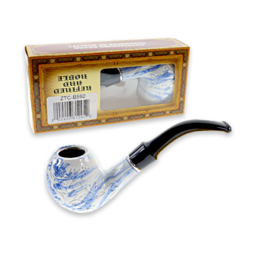 6 IN BLUE & WHITE WOODEN HAND PIPE 6CT/ASSORTED DISPLAY