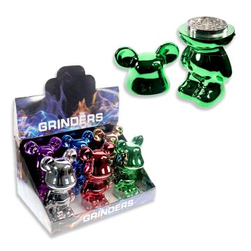 STYLISH 3-PIECE 48MM METAL HERB GRINDER 6CT/ASSORTED COLOR DISPLAY