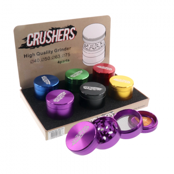 CRUSHERS 4-PIECE 50MM METAL HERB GRINDER 6CT/ASSORTED DISPLAY