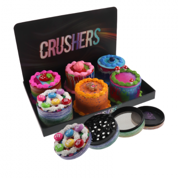 CRUSHERS 4-PIECE 63MM METAL HERB GRINDER 6CT/ASSORTED DISPLAY