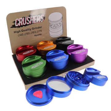 CRUSHERS 4-PIECE 75MM PAPER HOLDER METAL HERB GRINDER 6CT/DISPLAY