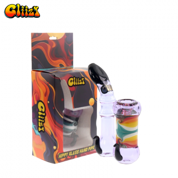 GLIIZY HIPPY GLASS HAND PIPE - ASSORTED DESIGN