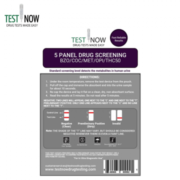 TEST NOW DRUG TESTING KIT - PANEL 5 (25CT / PK)